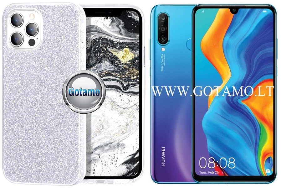 ILLumi-Neo silikoninis dėklas nugarėlė Huawei P30 Lite telefonui sidabro spalvos