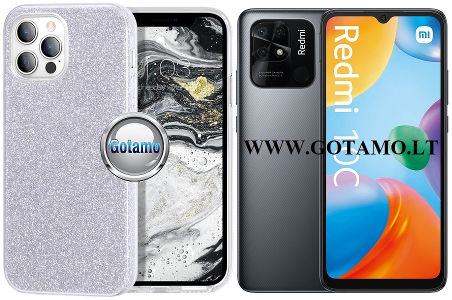 iLLumi-Neo silikoninis dėklas nugarėlė Xiaomi Redmi 10C, Xiaomi Poco C40 telefonams sidabro spalvos