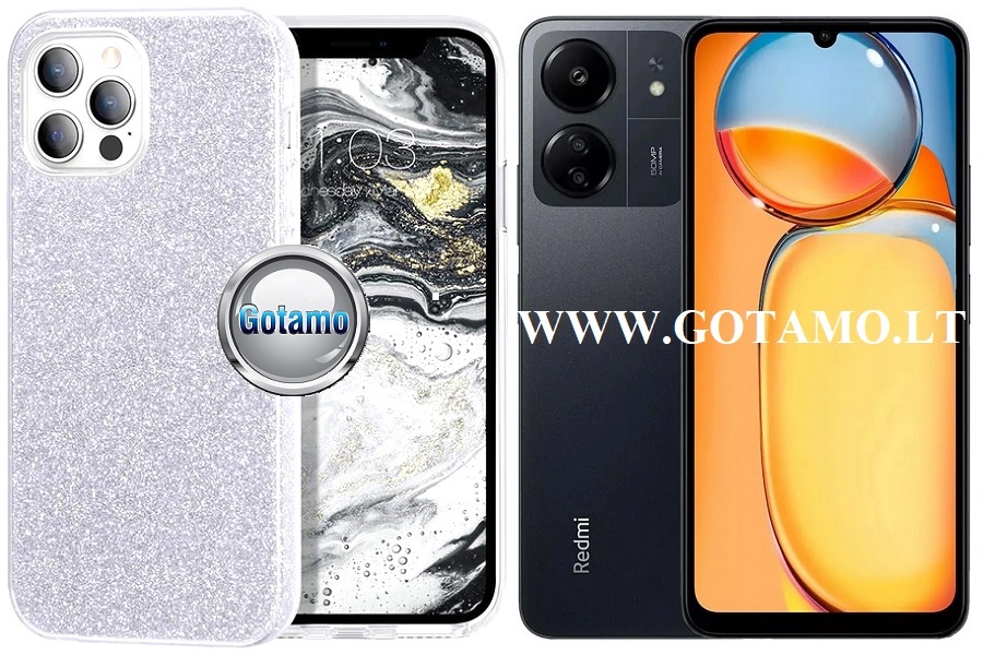 iLLumi-Neo silikoninis dėklas nugarėlė Xiaomi Redmi 13C, Xiaomi Poco C65 telefonams sidabro spalvos
