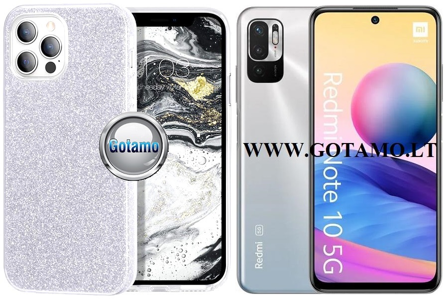 iLLumi-Neo silikoninis dėklas nugarėlė Xiaomi Redmi Note 10 5G, Xiaomi Redmi Note 10T 5G, Xiaomi Poco M3 Pro 5G telefonams sidabro spalvos