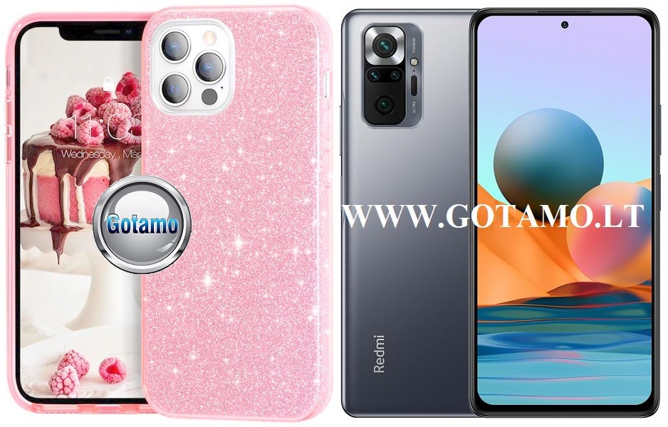 iLLumi-Neo silikoninis dėklas nugarėlė Xiaomi Redmi Note 10 Pro, Xiaomi Redmi Note 10 Pro Max telefonams rožinės spalvos