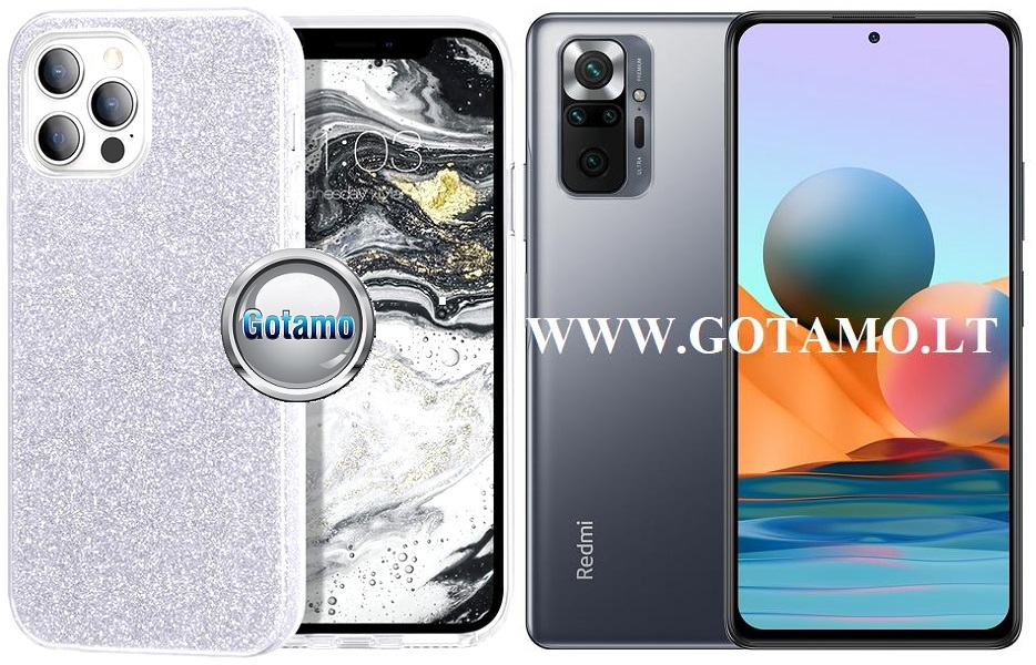 iLLumi-Neo silikoninis dėklas nugarėlė Xiaomi Redmi Note 10 Pro, Xiaomi Redmi Note 10 Pro Max telefonams sidabro spalvos