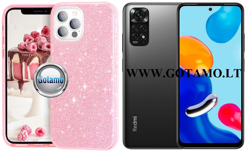 iLLumi-Neo silikoninis dėklas nugarėlė Xiaomi Redmi Note 11, Xiaomi Redmi Note 11S telefonams rožinės spalvos