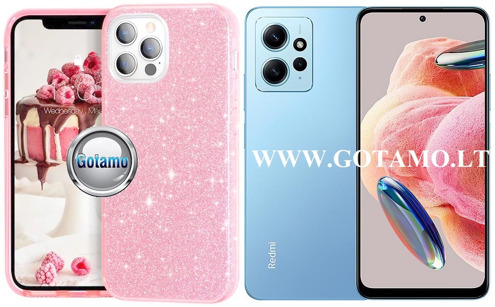 iLLumi-Neo silikoninis dėklas nugarėlė Xiaomi Redmi Note 12 4G telefonui rožinės spalvos