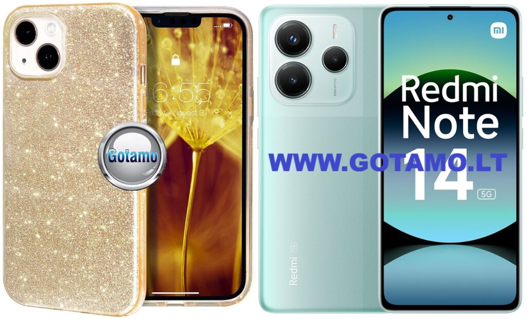 iLLumi-Neo silikoninis dėklas nugarėlė Xiaomi Redmi Note 14 5G telefonui aukso spalvos
