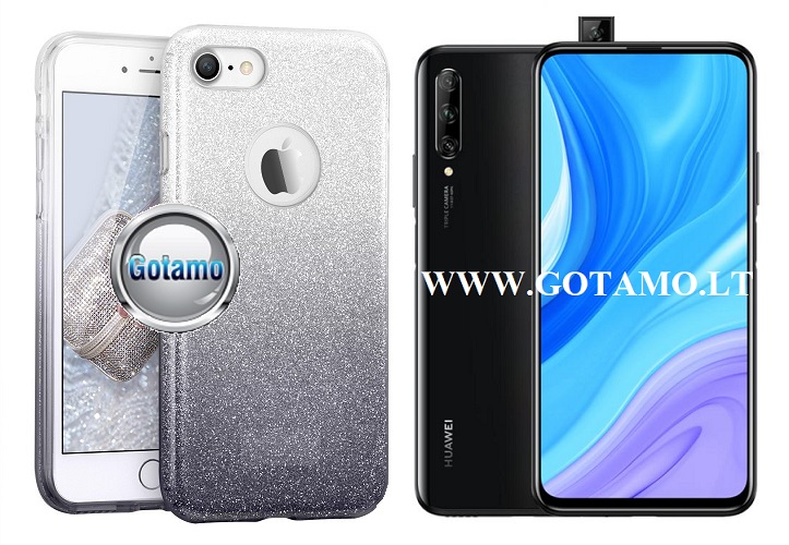 ILLuminaTe silikoninis dėklas nugarėlė Huawei P Smart Pro (2019) Huawei Y9 Prime telefonams sidabro spalvos