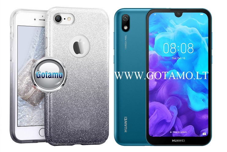 ILLuminaTe silikoninis dėklas nugarėlė Huawei Y5 (2019) Huawei Honor 8S telefonams sidabro spalvos