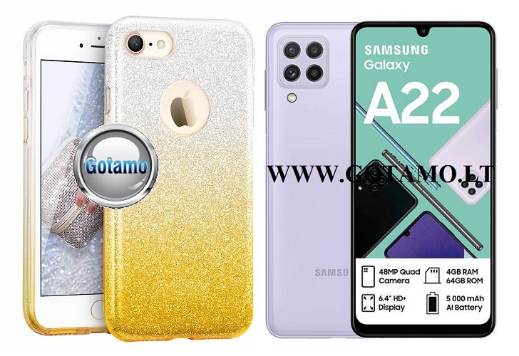 ILLuminaTe dėklas Samsung Galaxy A22 aukso spalvos