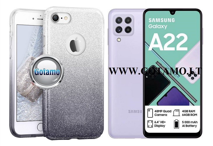 ILLuminaTe dėklas Samsung Galaxy A22 sidabro spalvos