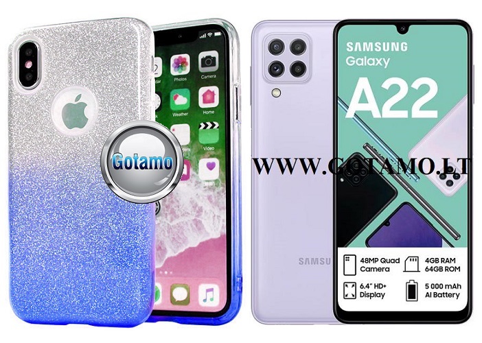 ILLuminaTe dėklas Samsung Galaxy A22 žydros spalvos