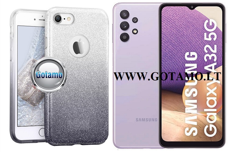 ILLuminaTe dėklas Samsung Galaxy A32 5G sidabro spalvos