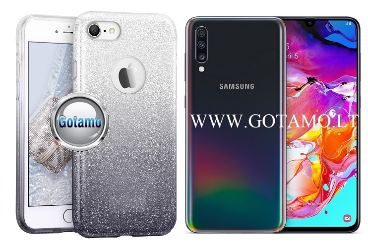ILLuminaTe dėklas Samsung Galaxy A70 sidabro spalvos