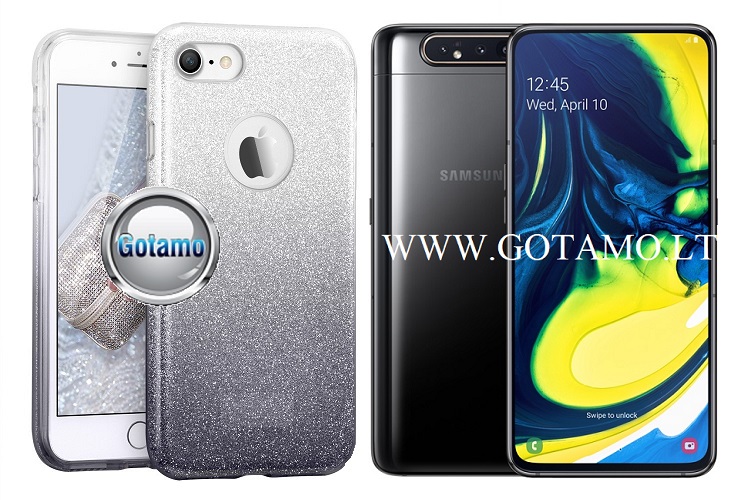 ILLuminaTe dėklas Samsung Galaxy A80 sidabro spalvos