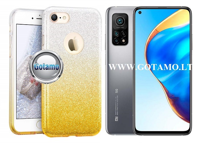 iLLuminaTe silikoninis dėklas nugarėlė Xiaomi Mi 10T, Xiaomi Mi 10T Pro telefonams aukso spalvos