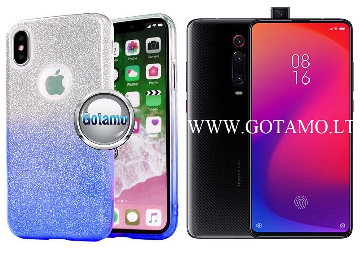 iLLuminaTe silikoninis dėklas nugarėlė Xiaomi Mi 9T, Xiaomi Redmi K20 telefonams žydros spalvos