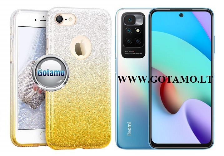 iLLuminaTe silikoninis dėklas nugarėlė Xiaomi Redmi 10, Xiaomi Redmi Note 11 4G telefonams aukso spalvos