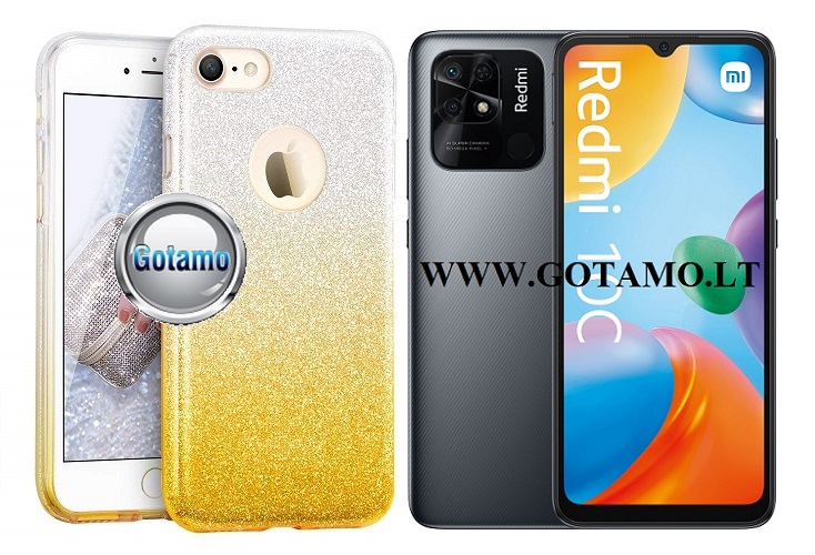 iLLuminaTe silikoninis dėklas nugarėlė Xiaomi Redmi 10C, Xiaomi Poco C40 telefonams aukso spalvos