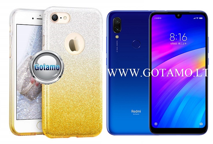 iLLuminaTe silikoninis dėklas nugarėlė Xiaomi Redmi 7 telefonams aukso spalvos