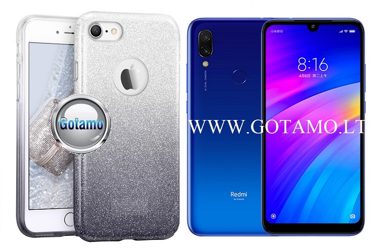 iLLuminaTe silikoninis dėklas nugarėlė Xiaomi Redmi 7 telefonams sidabro spalvos