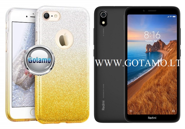 iLLuminaTe silikoninis dėklas nugarėlė Xiaomi Redmi 7A telefonams aukso spalvos