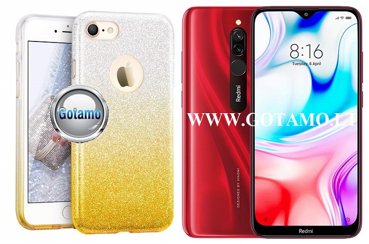 iLLuminaTe silikoninis dėklas nugarėlė Xiaomi Redmi 8 8A telefonams aukso spalvos