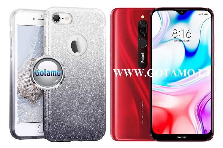 iLLuminaTe silikoninis dėklas nugarėlė Xiaomi Redmi 8 8A telefonams sidabro spalvos