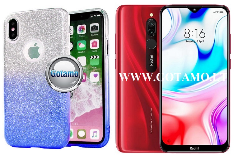 iLLuminaTe silikoninis dėklas nugarėlė Xiaomi Redmi 8 8A telefonams žydros spalvos
