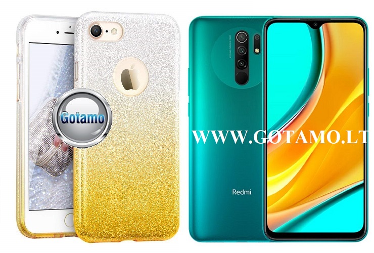 iLLuminaTe silikoninis dėklas nugarėlė Xiaomi Redmi 9 telefonams aukso spalvos