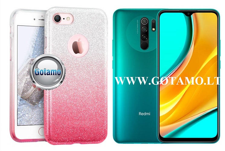 iLLuminaTe silikoninis dėklas nugarėlė Xiaomi Redmi 9 telefonams rožinės spalvos