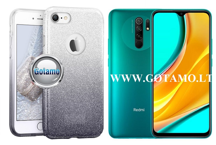iLLuminaTe silikoninis dėklas nugarėlė Xiaomi Redmi 9 telefonams sidabro spalvos