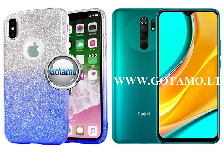 iLLuminaTe silikoninis dėklas nugarėlė Xiaomi Redmi 9 telefonams žydros spalvos