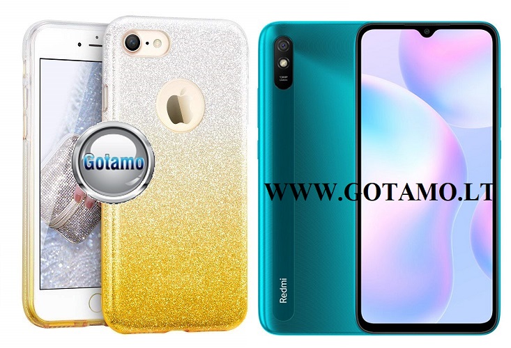 iLLuminaTe silikoninis dėklas nugarėlė Xiaomi Redmi 9A telefonams aukso spalvos