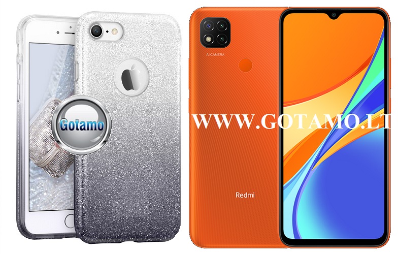 iLLuminaTe silikoninis dėklas nugarėlė Xiaomi Redmi 9C, Xiaomi Redmi 10A telefonams sidabro spalvos