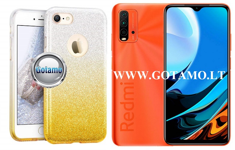 iLLuminaTe silikoninis dėklas nugarėlė Xiaomi Redmi 9T, Xiaomi Poco M3 telefonams aukso spalvos