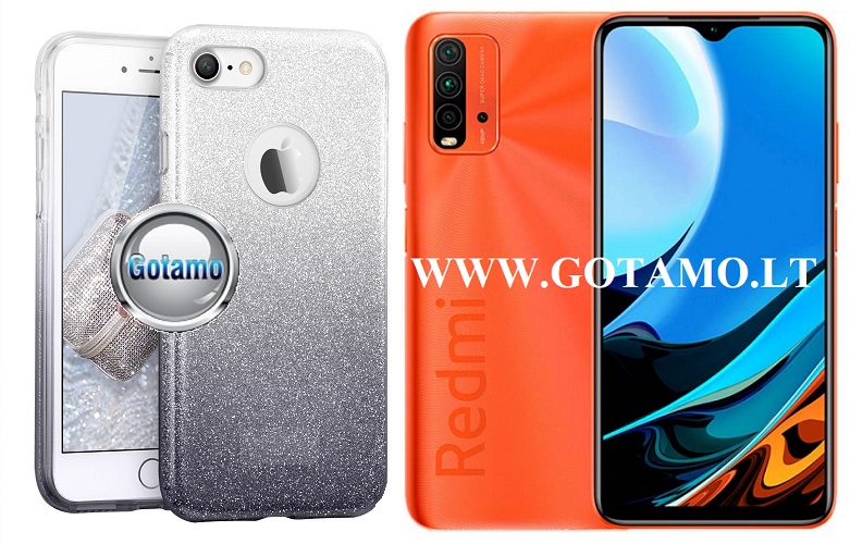 iLLuminaTe silikoninis dėklas nugarėlė Xiaomi Redmi 9T, Xiaomi Poco M3 telefonams sidabro spalvos