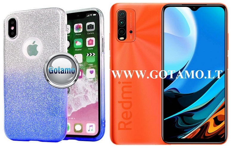 iLLuminaTe silikoninis dėklas nugarėlė Xiaomi Redmi 9T, Xiaomi Poco M3 telefonams žydros spalvos