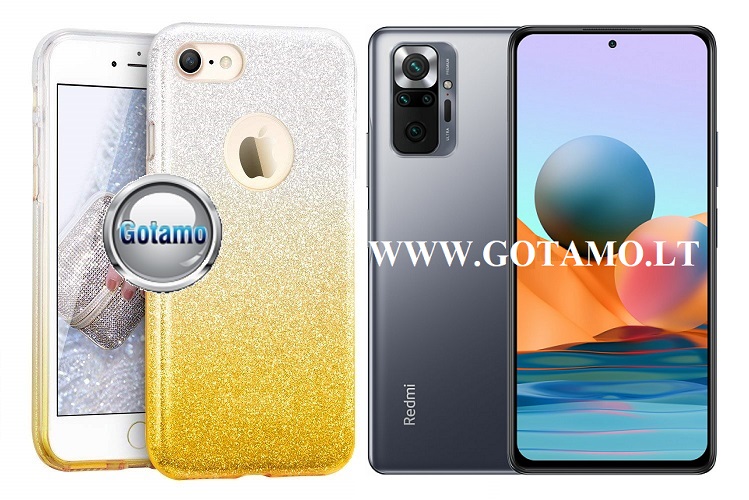 iLLuminaTe silikoninis dėklas nugarėlė Xiaomi Redmi Note 10 Pro, Xiaomi Redmi Note 10 Pro Max telefonams aukso spalvos