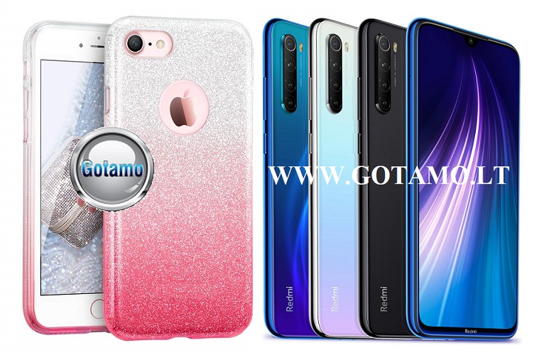 iLLuminaTe silikoninis dėklas nugarėlė Xiaomi Redmi Note 8 telefonams rožinės spalvos