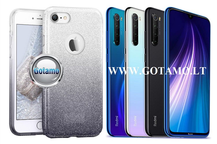 iLLuminaTe silikoninis dėklas nugarėlė Xiaomi Redmi Note 8 telefonams sidabro spalvos