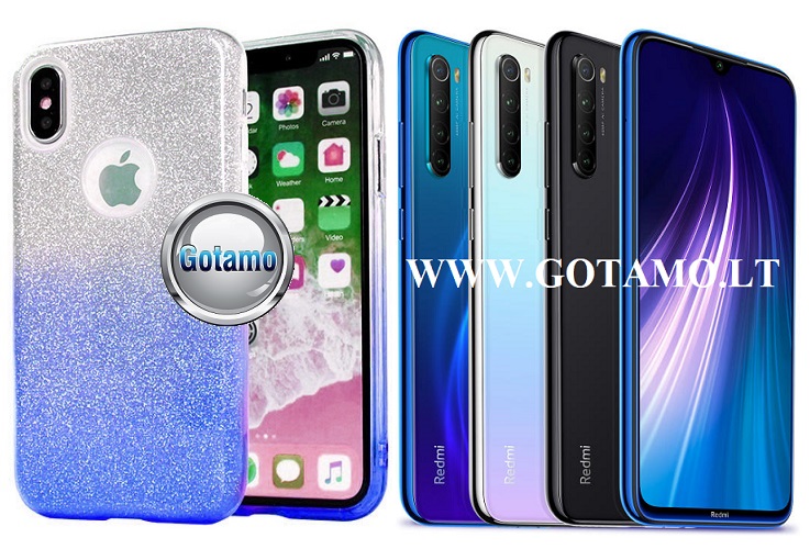 iLLuminaTe silikoninis dėklas nugarėlė Xiaomi Redmi Note 8 telefonams žydros spalvos