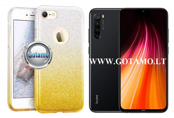 iLLuminaTe silikoninis dėklas nugarėlė Xiaomi Redmi Note 8T telefonams aukso spalvos