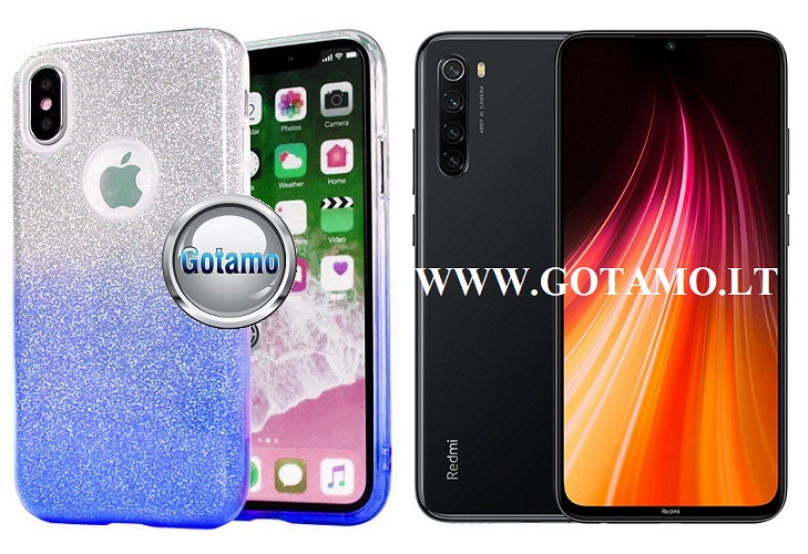 iLLuminaTe silikoninis dėklas nugarėlė Xiaomi Redmi Note 8T telefonams žydros spalvos