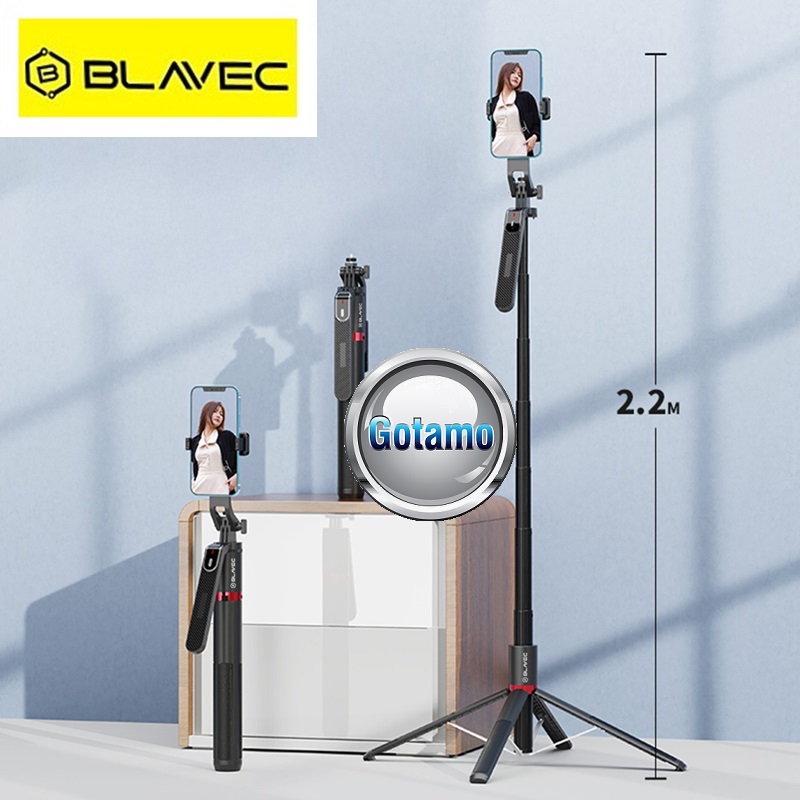 Keturkojis stovas asmenukių (selfie) lazda su apšvietimu Blavec Fusion 220CM 1 LED 5 Asmenukių lazda su stovu Blavec Fusion 220CM telefonui