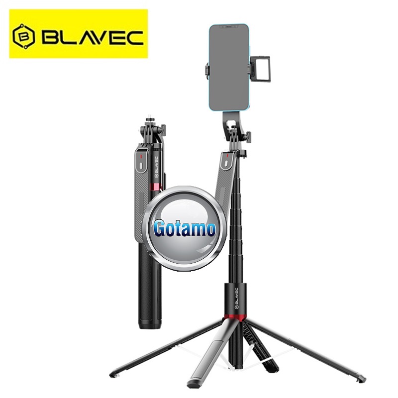 Keturkojis stovas asmenukių (selfie) lazda su apšvietimu Blavec Fusion 220CM 1 LED 7 Asmenukių lazda su stovu Blavec Fusion 220CM telefonui