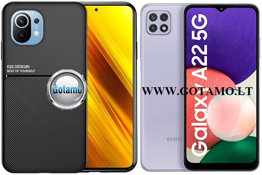 Magnetic Hold dėklas Samsung Galaxy A22 5G juodos spalvos