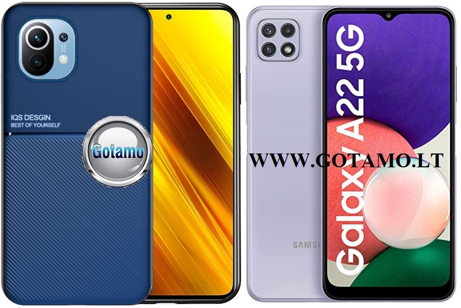 Magnetic Hold dėklas Samsung Galaxy A22 5G mėlynos spalvos