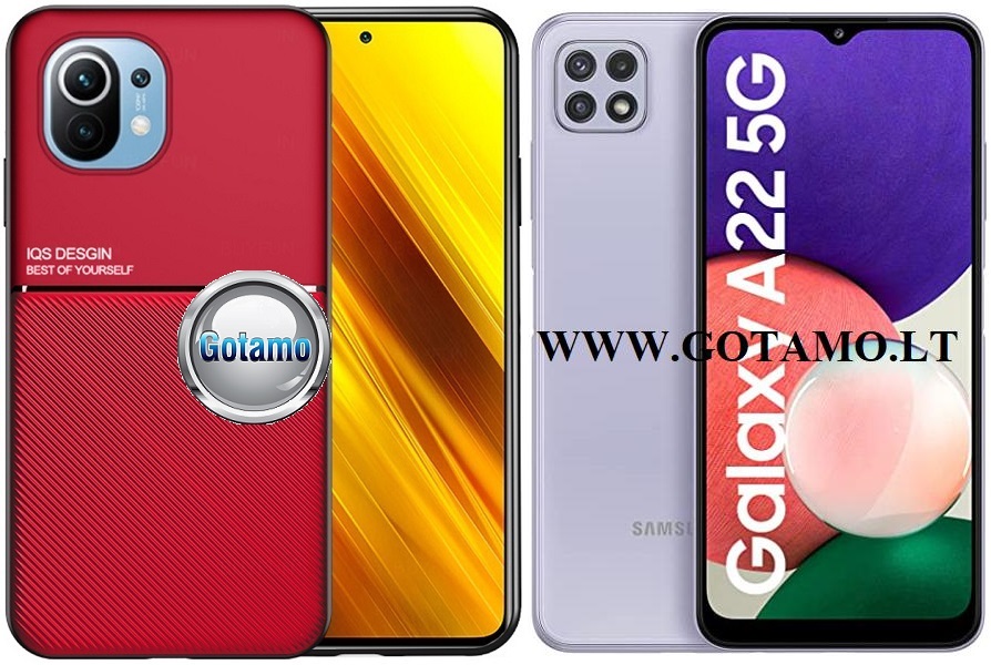 Magnetic Hold dėklas Samsung Galaxy A22 5G raudonos spalvos