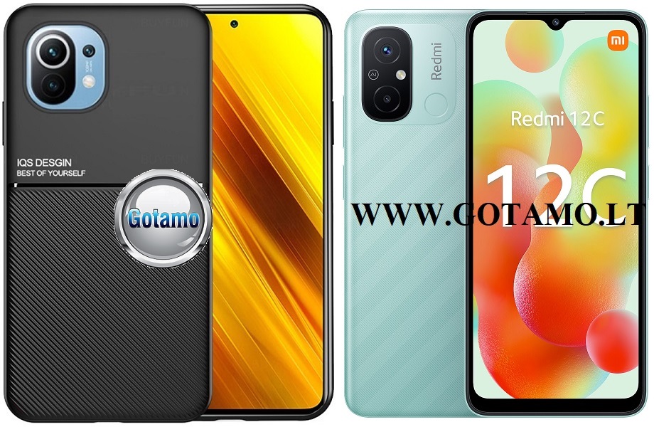 Magnetic Hold dėklas nugarėlė Xiaomi Redmi 12C telefonui juodos spalvos