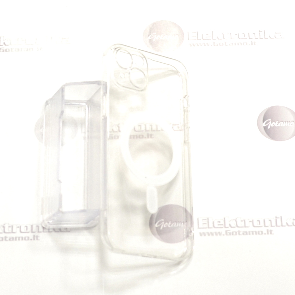 MagSafe Jelly dėklas nugarėlė su apsauga kamerai Apple iPhone 15 Plus telefonui skaidrus 3 Magsafe jelly deklas kamerai Apple iPhone 15 plus skaidrus 3