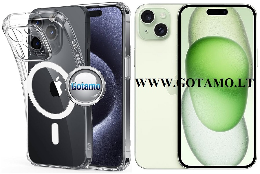 Magsafe jelly deklas kamerai Apple iPhone 15 plus skaidrus